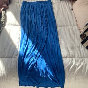 Blue open leg maxi skirt